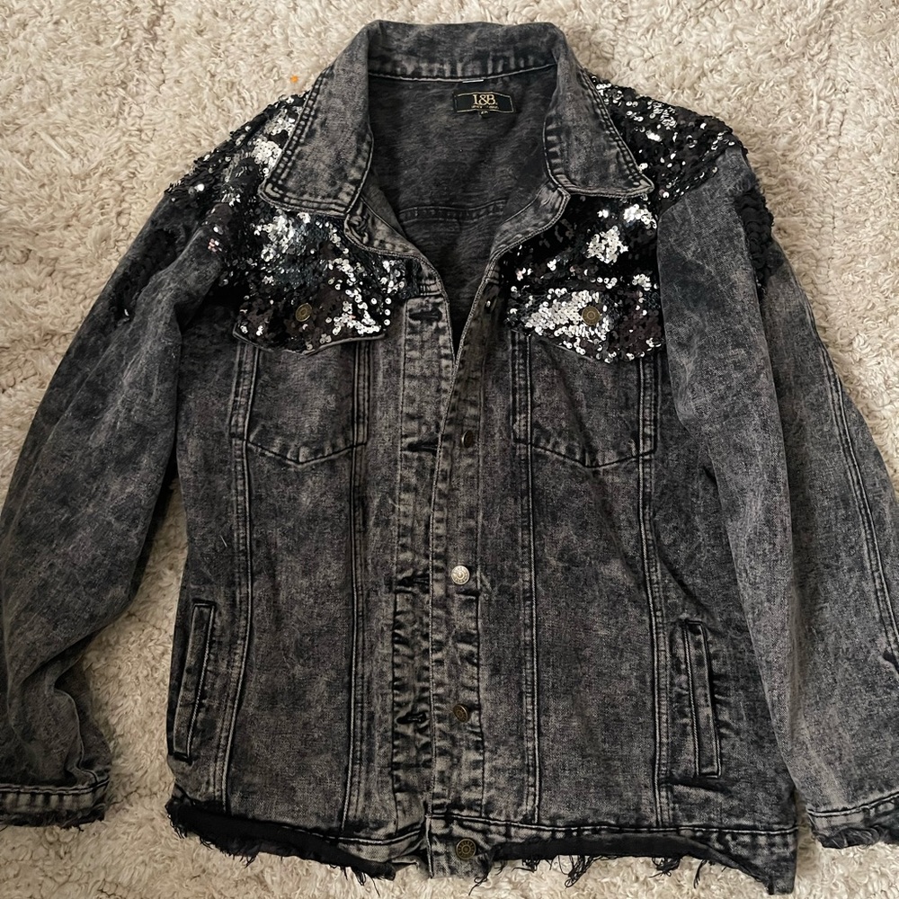 Black sequin denim jacket